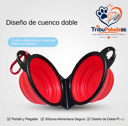 Comedero y Bebedero Plegable 2 en 1 para Perros y Gatos — Portátil para Viajes y Paseos