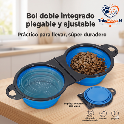 Comedero y Bebedero Plegable 2 en 1 para Perros y Gatos — Portátil para Viajes y Paseos