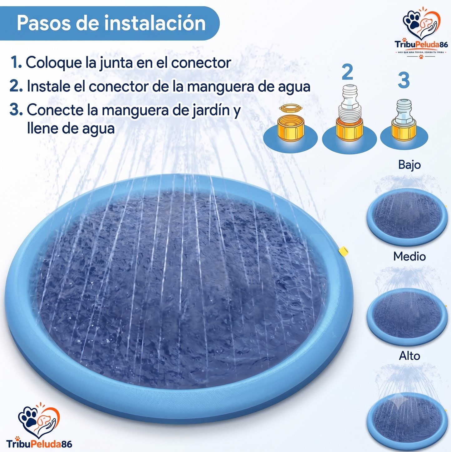Piscina para Perros con Aspersor de Agua – Splash Pad Refrescante de Verano (100cm)