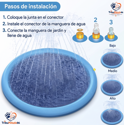 Piscina para Perros con Aspersor de Agua – Splash Pad Refrescante de Verano (100cm)