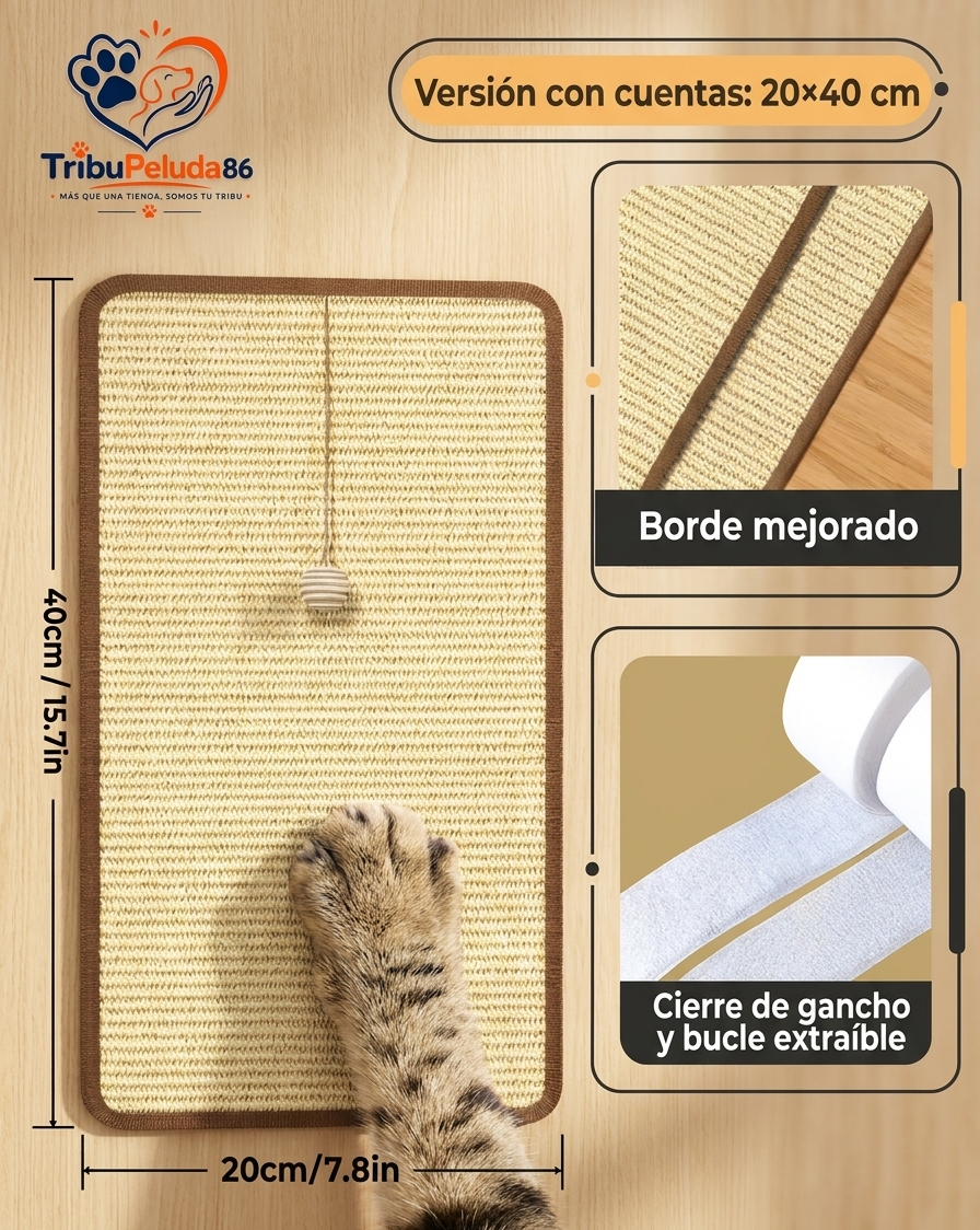 Rascador de Sisal para Gatos con Bola Colgante — Protege tu Sofá y Entretiene a tu Gato