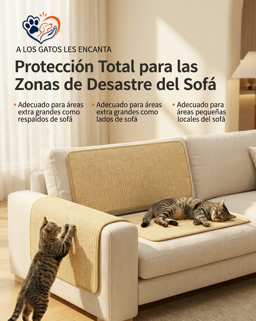 Rascador de Sisal para Gatos con Bola Colgante — Protege tu Sofá y Entretiene a tu Gato