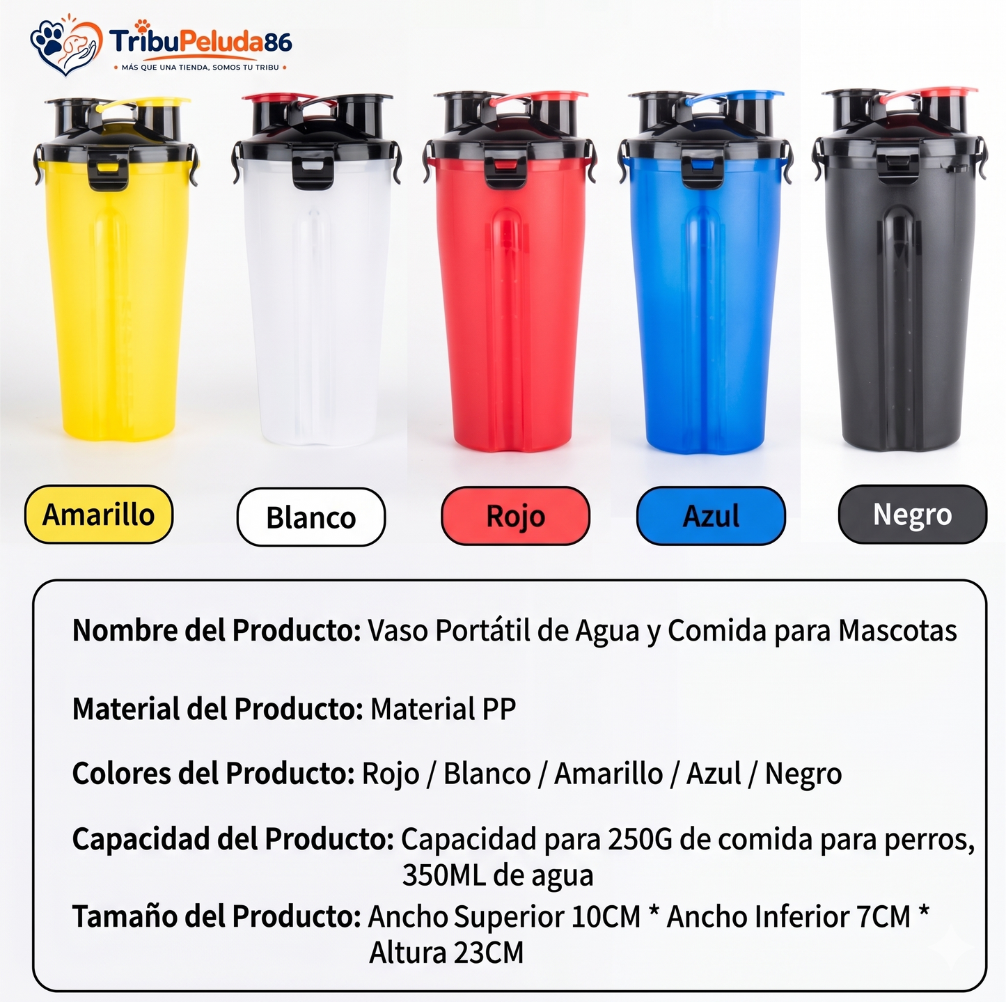 Bebedero + Comedero Dual Portátil - Negro - Plegable